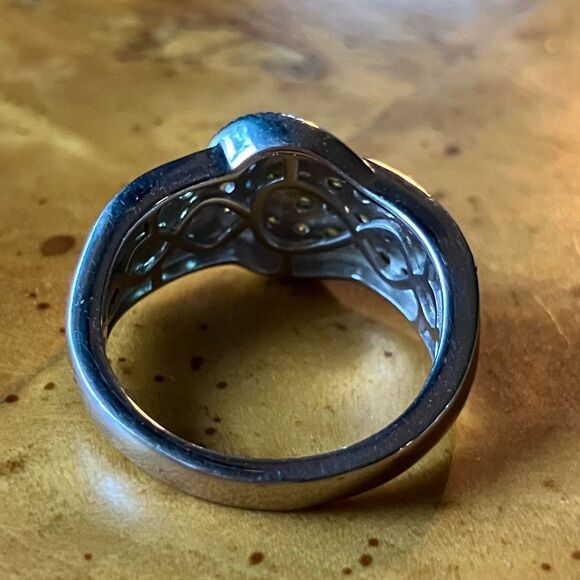 Natural Tsavorite Garnet Sterling Silver Buckle Ring Size 6 - Picture 5 of 9